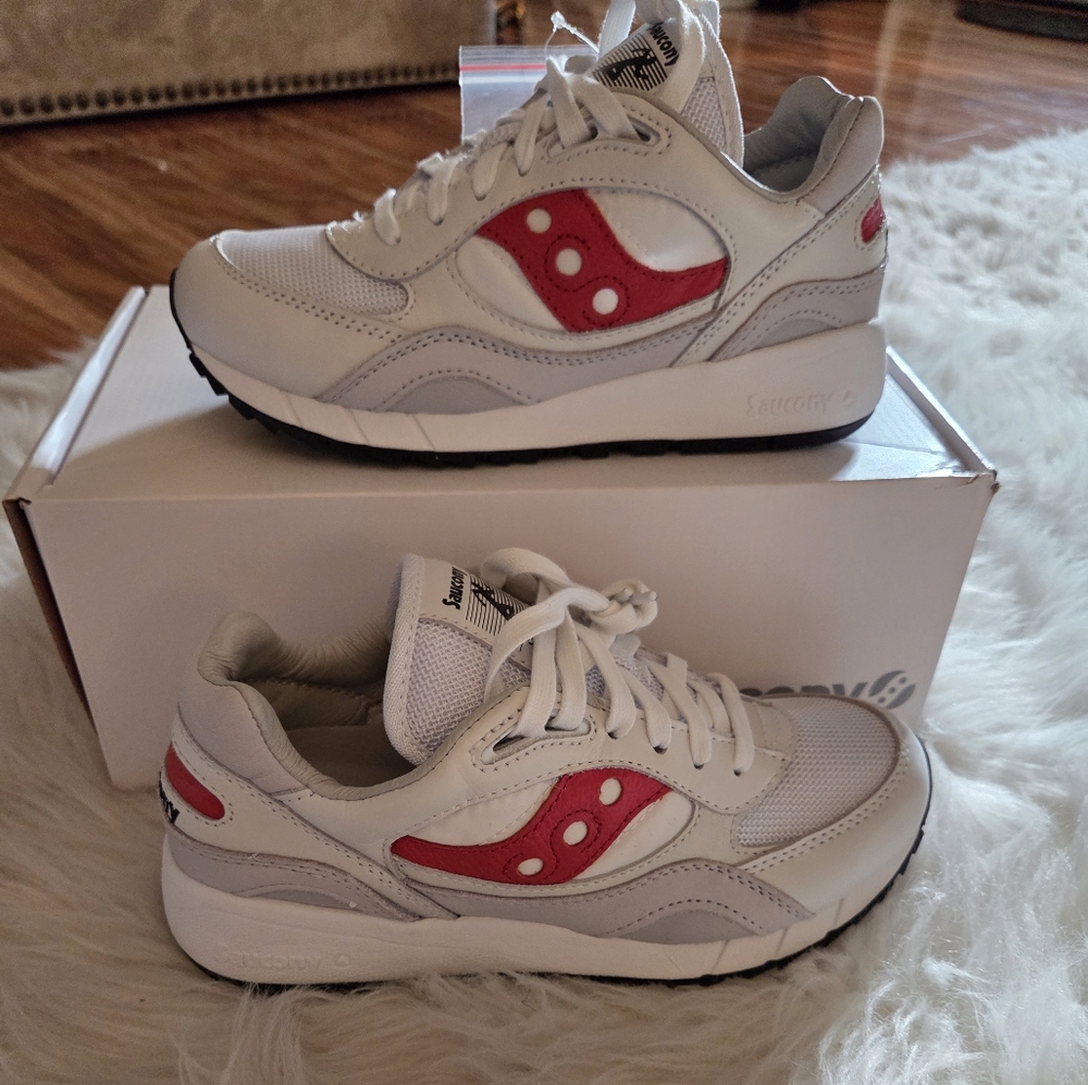 Saucony Shadow 6000 White and Red Sneakers